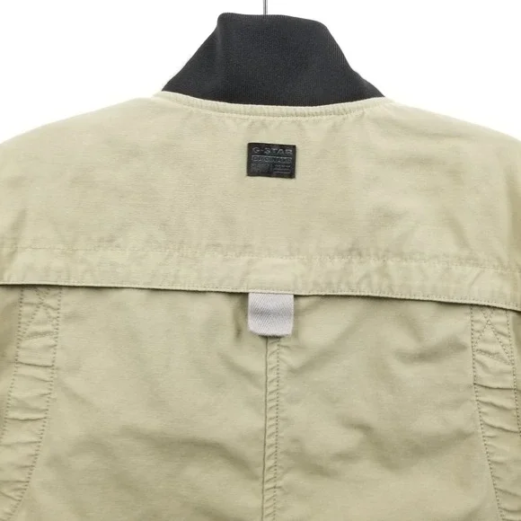 G Star Raw Jacket Men S Beige Bomber Collar Overshirt 2.0 Full Zip Pockets Chore